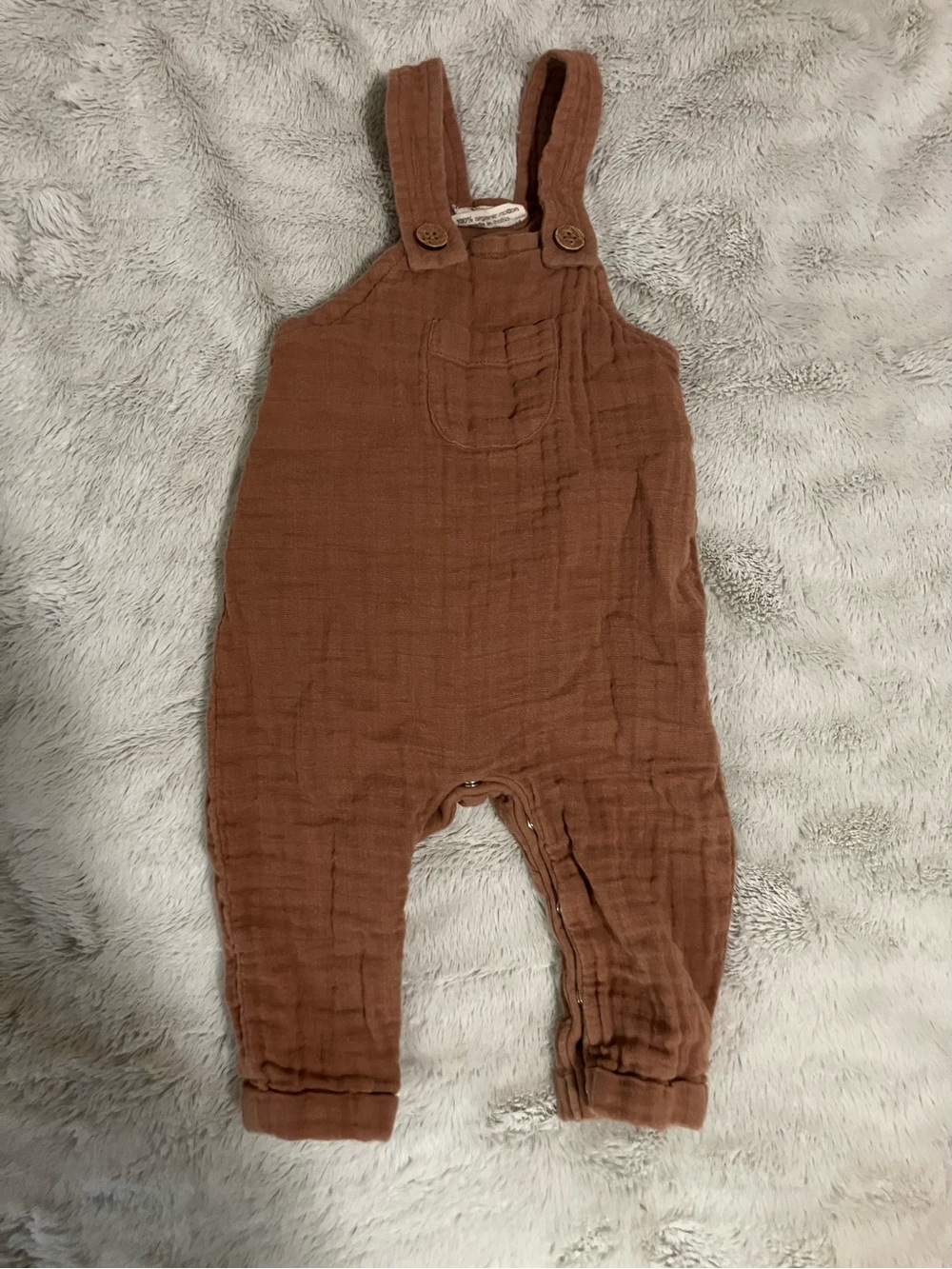 City Mouse Soft Muslin Kids Overalls in Rust Brown